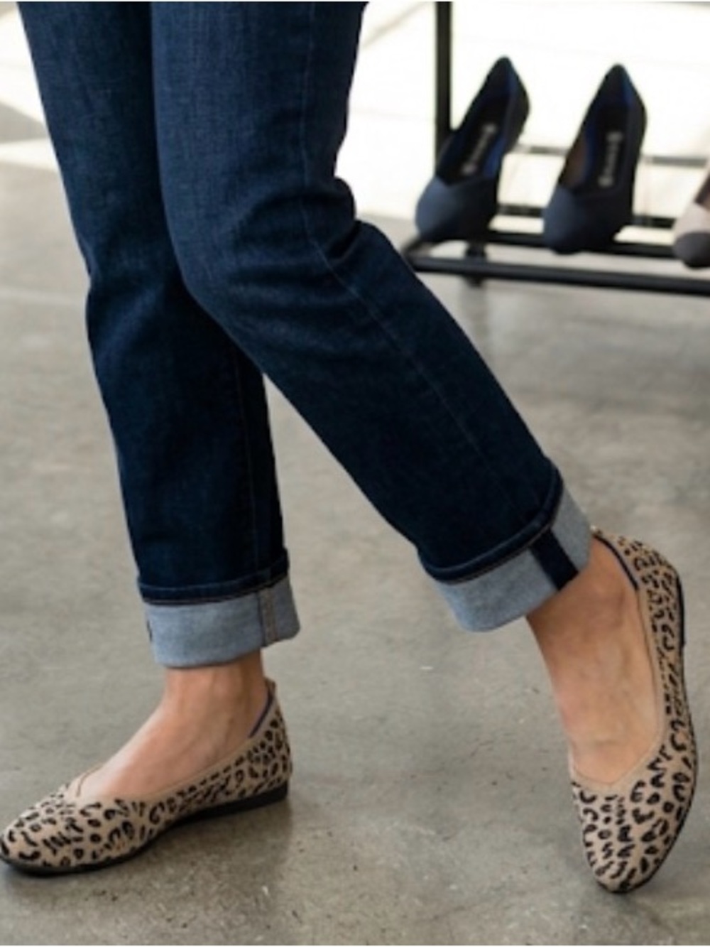 DREAM PAIRS Knit Ballet Leopard Print Flats, Women’s 9.5, Tan Black